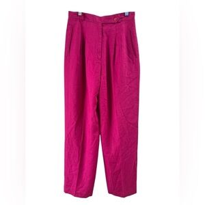 Vintage hot pink pleated straight leg high rise trouser dress pants